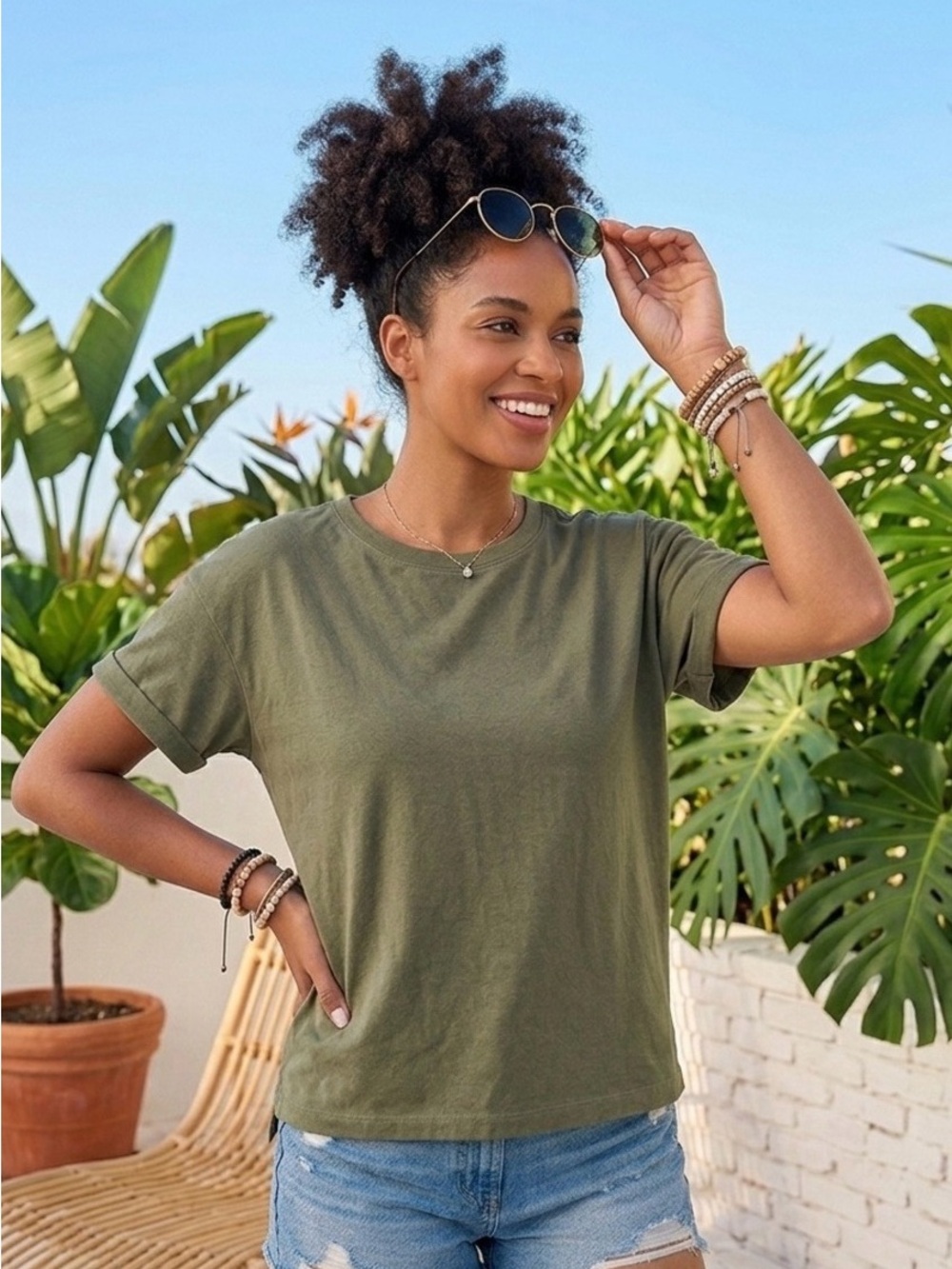 a new day Olive Green Crewneck Short Sleeve Tee